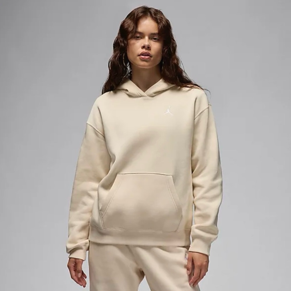 Jordan Brooklyn Fleece Hoodie In Biege Size Large
